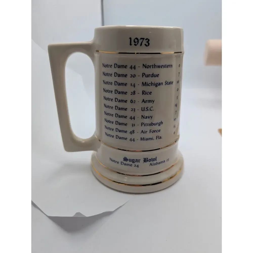 Vintage 1973 Notre Dame Fighting Irish National Champions Football Stein Mug